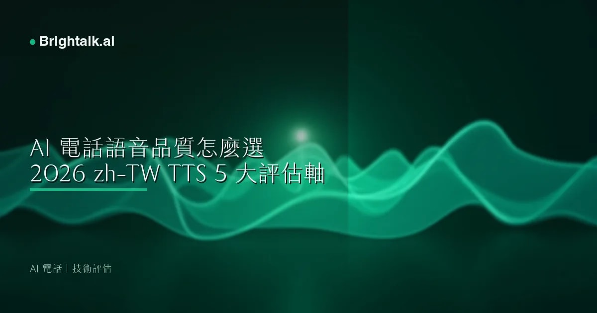 AI 電話語音品質怎麼選?2026 zh-TW TTS 5 大評估軸實戰評測